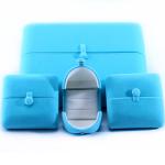 Sky Blue Velvet Hanhong Custom Logo Jewelry Packaging Box for Bracelet Earrings
