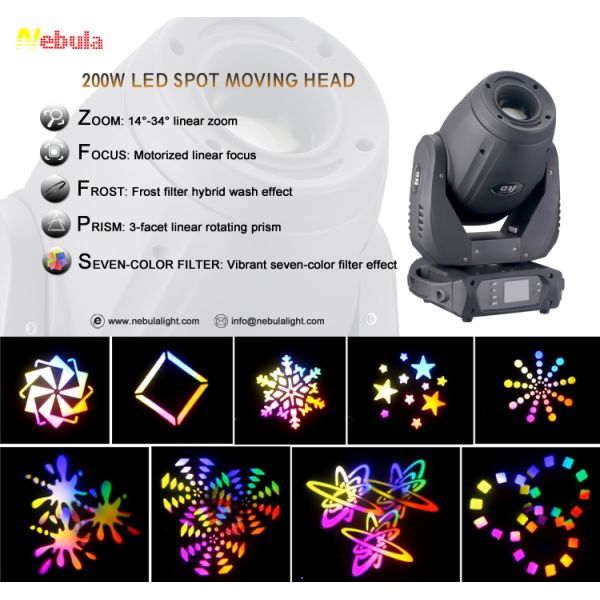 China Supply Dmx Light Zoom Moving Head 200w Led