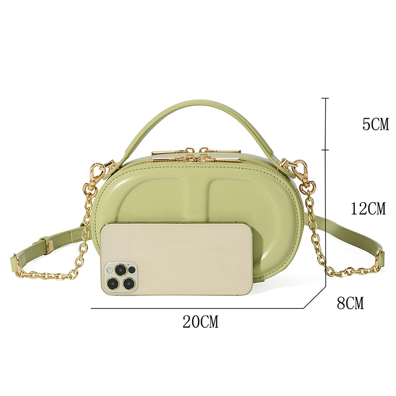 Small Cowhide Oval Box Bag for Women Versatile Genuine Leather Shoulder Crossbody Bag