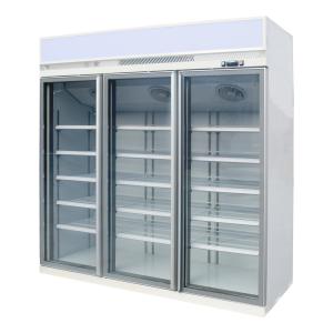 China Supermarket Upright Freezer With 3 Anti Fog Glass Doors Customized Color on sale