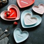 Creative Heart Shaped Ceramic Plate Set For Cake Dessert Fruit 6 Inch 8 Inch