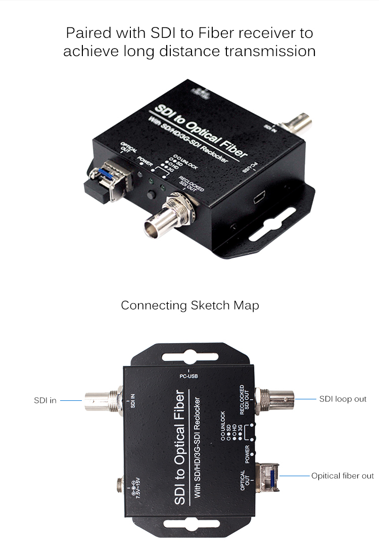 3G-SDI To Optical Fiber Converter For Long Distance Transmission