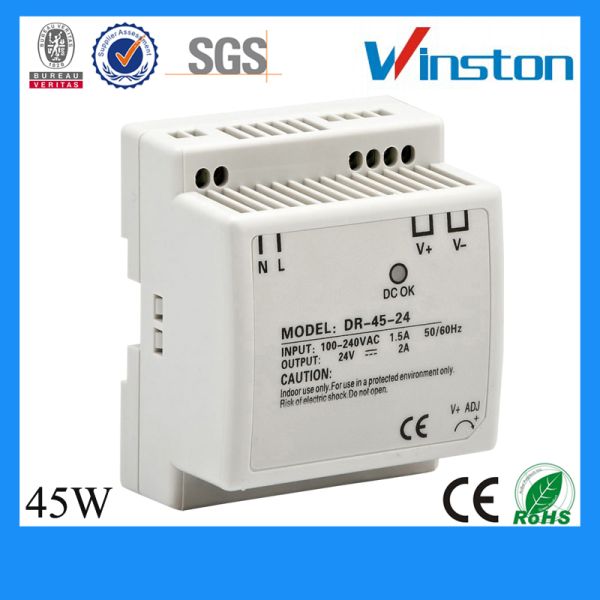 47 - 63Hz DIN Rail Switching Power Supply DR - 45W Load Stability