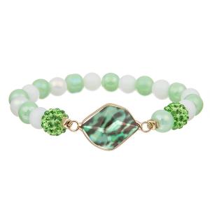 China Green Leopard Print Crystal Beads Stretchy Bracelet Stackable Handmade Gift wholesale