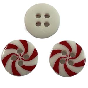China White Chalk Buttons With Red Silk Print 20L For Shirt Blouses wholesale