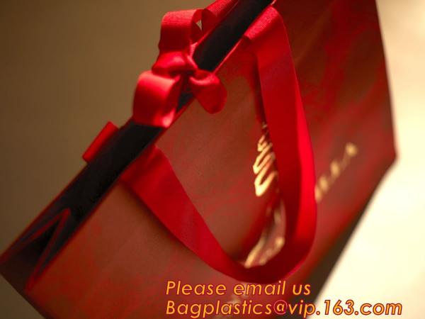 white craft paper rope handle paper shopping bags wholesale, fancy logo printed