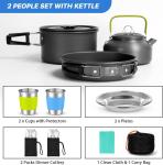Camping Cookware Pots And Pans, Camping Cookware Mess Kit,Non-Stick Lightweight