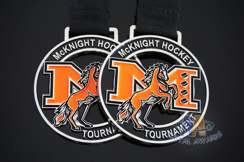 Mcknight Hockey Sports Club Die Cast Medals Medallion With Soft Enamel And Printing Ribbon