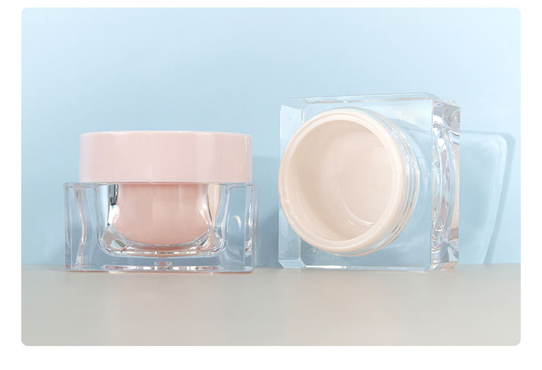 Screen Printing Square Acrylic Bottles Light Pink Perfume Bottle 50ml 100ml For Skin Care Products