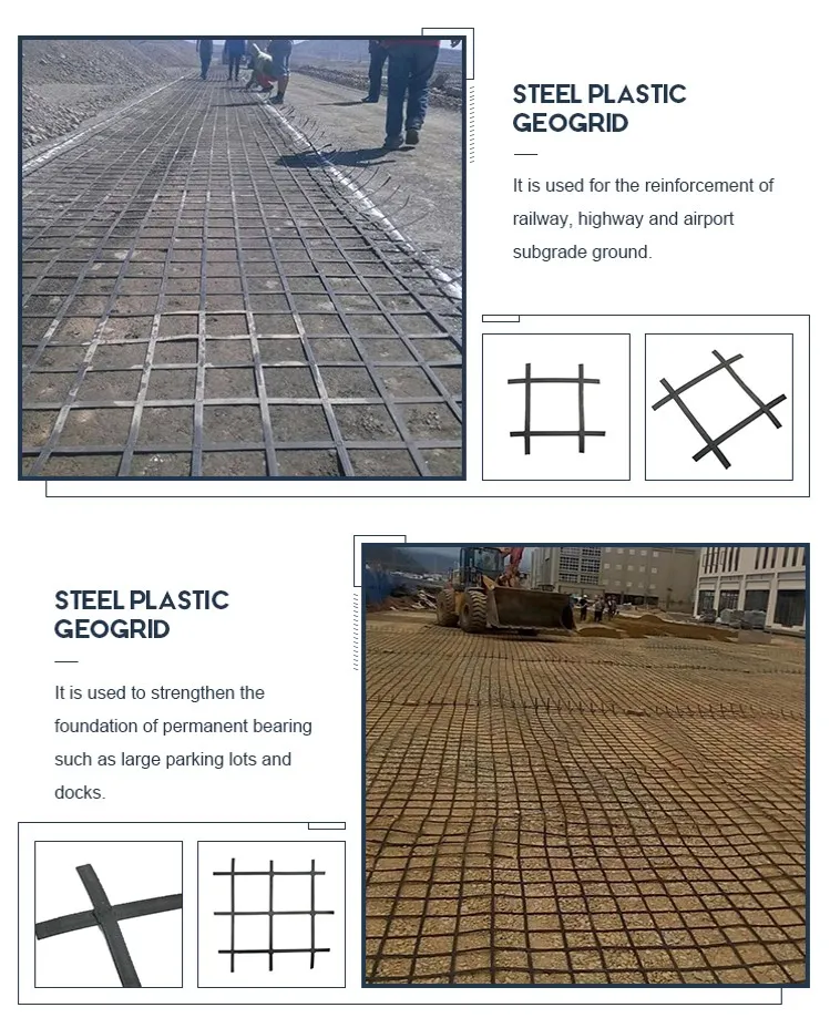 High Tenslie Strength Biaxial Welding Steel Plastic Composite Earthwork Geogrid for Soil Stabilization, Anti-Erosion Feature