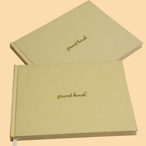China Customize B5 Linen Fabric Blank Hardcover Guest Book Gold Hot Foil Stamping Cover wholesale