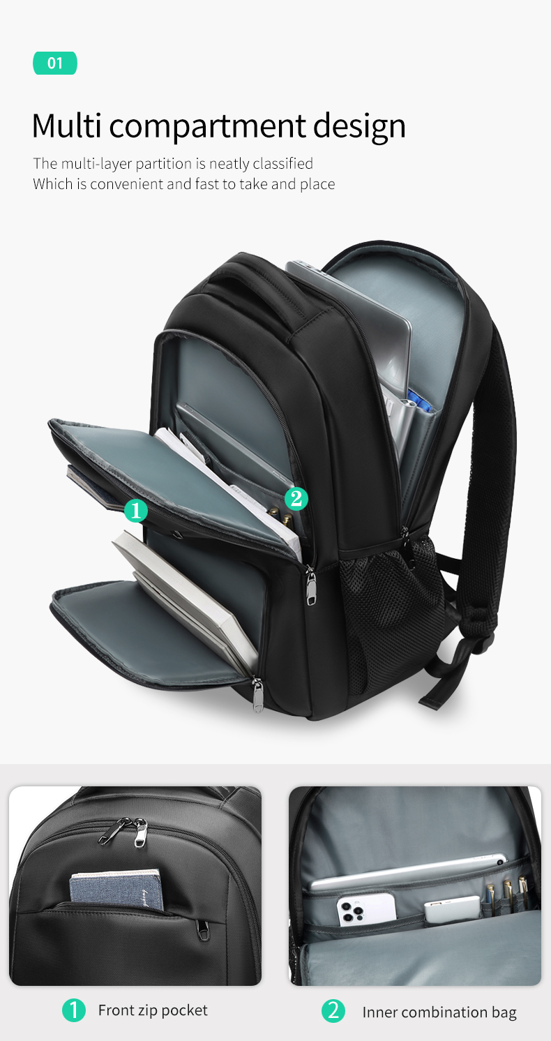 Factory new wholesale custom logo oem business usb men waterproof school bags laptop backpack