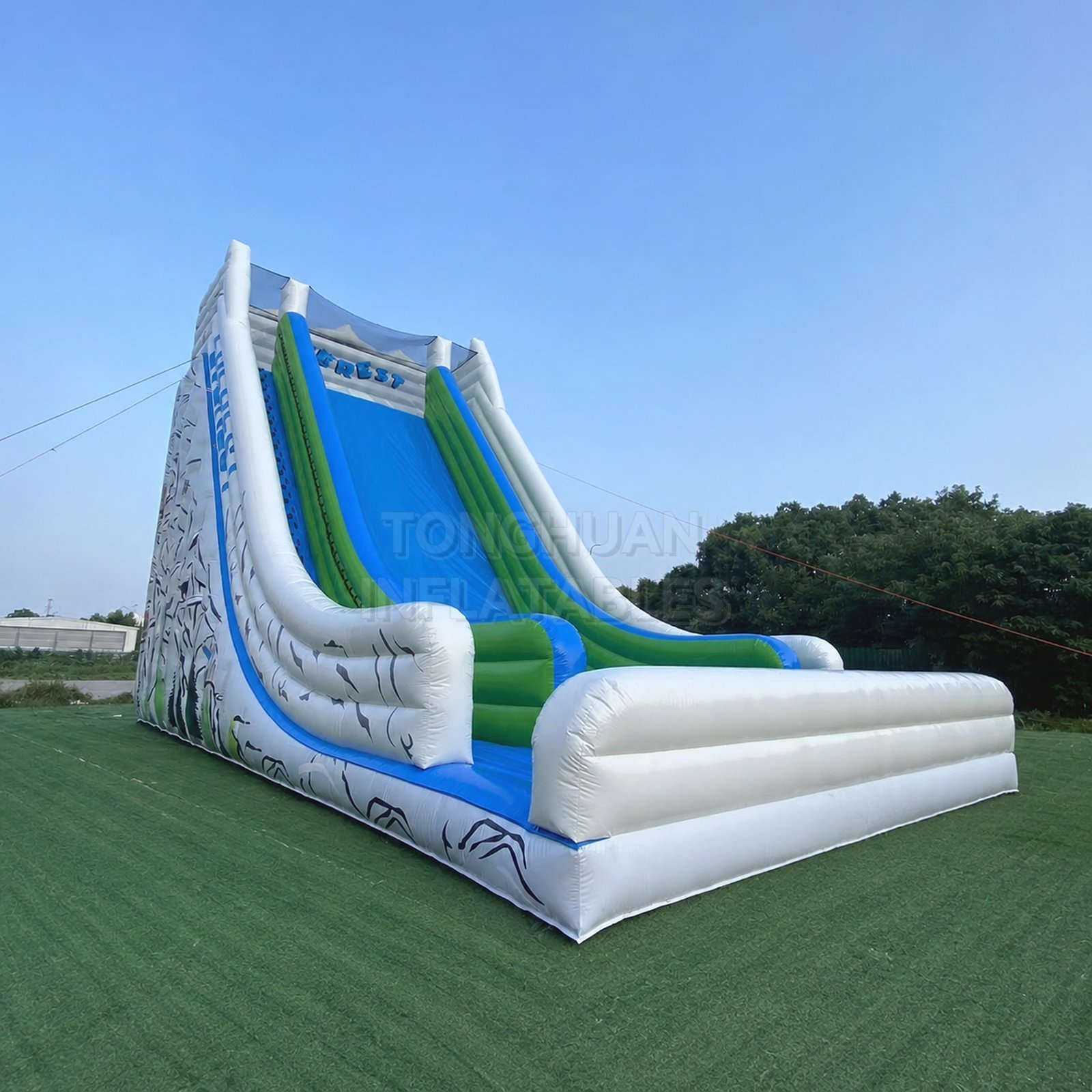 Commercial Giant Everest Theme Inflatable Slide with Extended Landing Area Climbing Ladder and Safety Net for Parks Events and Rental Business