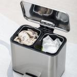 2 Compartment Household Bathroom Stainless Steel Pedal Bin Trash Bin 3L*2
