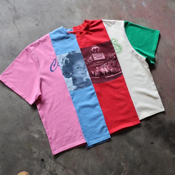 Custom Digital Print Streetwear Patchwork Sewing Tshirt Cropped T Shirt Men Boxy