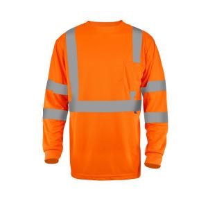 China Wholesale Fluorescent Orange O Neck Reflective Safety Mens Custom Logo Sleeve Hi Vis T Shirt wholesale