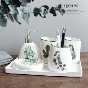 China Ceramic Standard 5 Pieces Bathroom Set Soap Lotion Dispenser Sanitary Ware wholesale