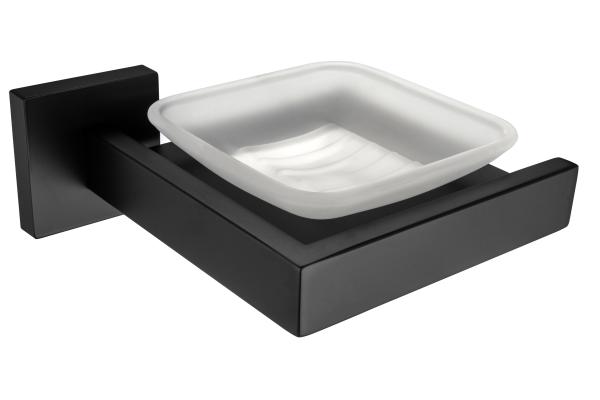 Soap Dish83102-Square Black&Stainless steel 304&Brush&glass & bathroom
