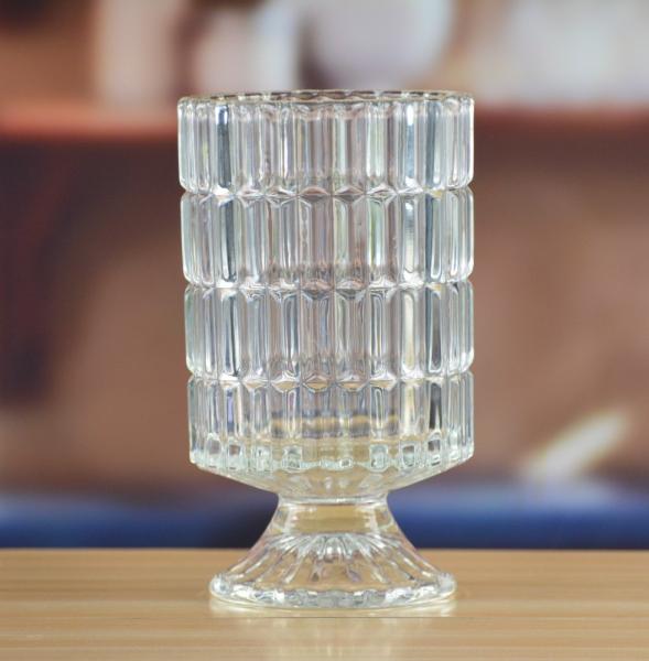 Heavy Duty Foot Pillar Glass Candle Holders , Clear Glass Candle Holders As