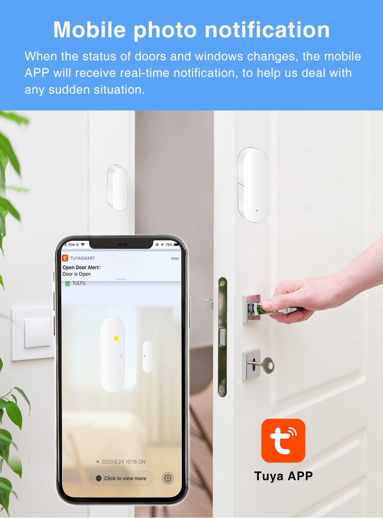 Zigbee Door Window Sensor 2.484GHz Smart Alarm Sensor Tuya Google Assistant