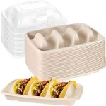 Disposable Biodegradable Sugarcane Bagasse TACO Box Corn Starch TACO Tray With