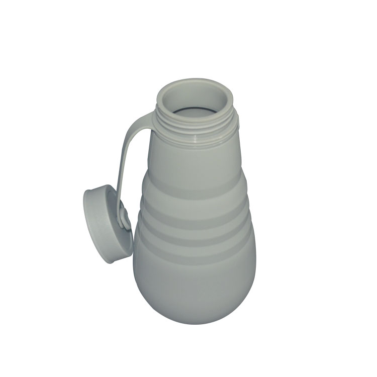Grey Silicone Collapsible Drinking Bottle Outdoor Sports Folding 500ml Water Bottle