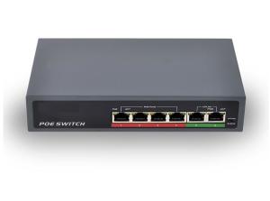 China 2 x 10/100Mbps and 4 x 10/100Mbps POE switch 250M IEEE802 3af at 48V power 65W wholesale