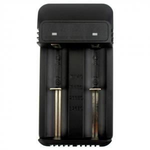 China Portable Black 26650 2 Bay Battery Charger 3.7V 1.2V AA AAA Smart Charger on sale