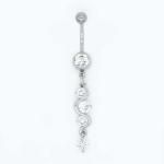 Metal Belly Button Hoop Piercing 14G S Shape Shiny Dangle Golden Moon