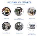 Acrylic Crytal Glass Leather Metal Wood Rotary Device For Laser Machine