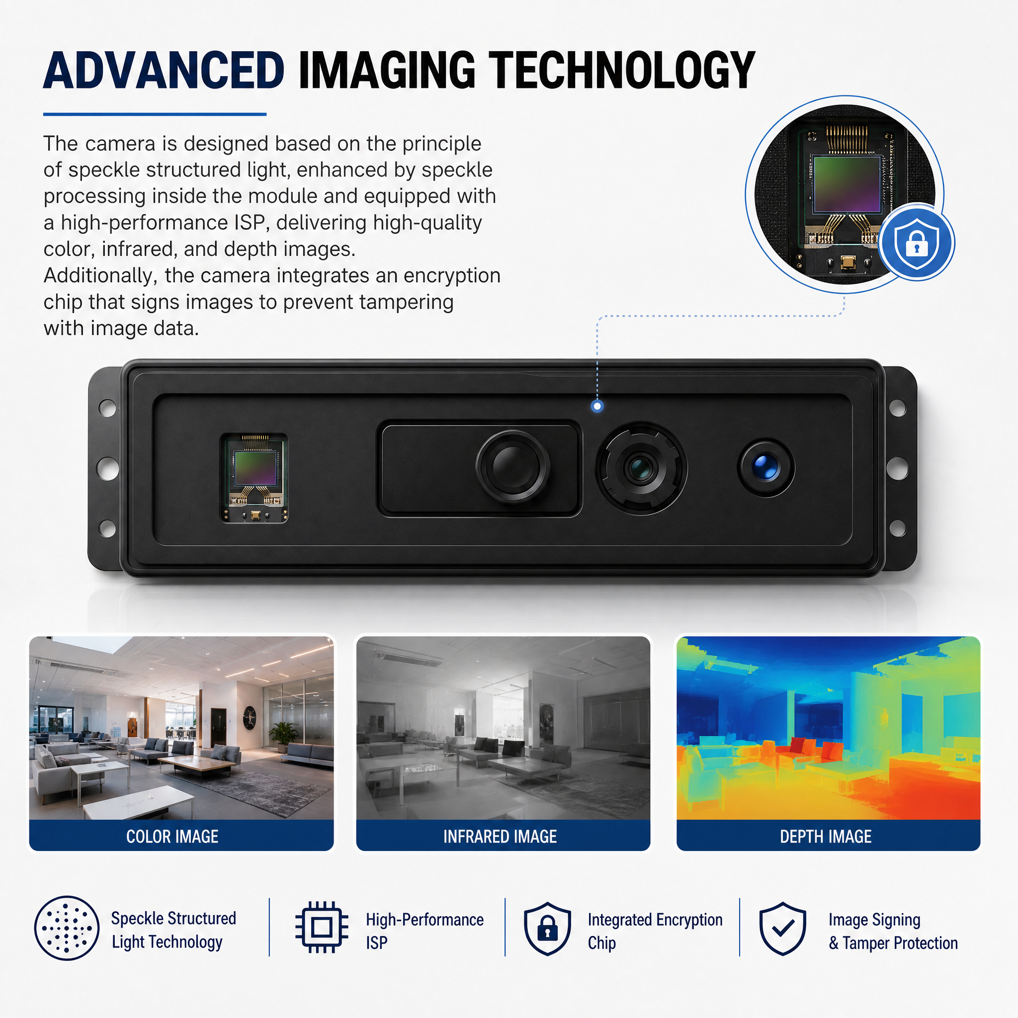 JP910 Structured Light 3D Camera Baseline 40mm USB 2.0 Wafer connector
