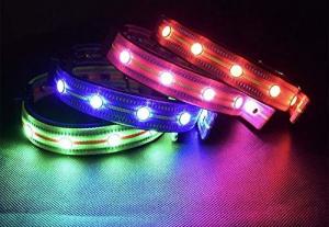China Water Resistant LED Dog Collar USB Rechargeable 3 Light Mode Reflective Glow In The Dark on sale