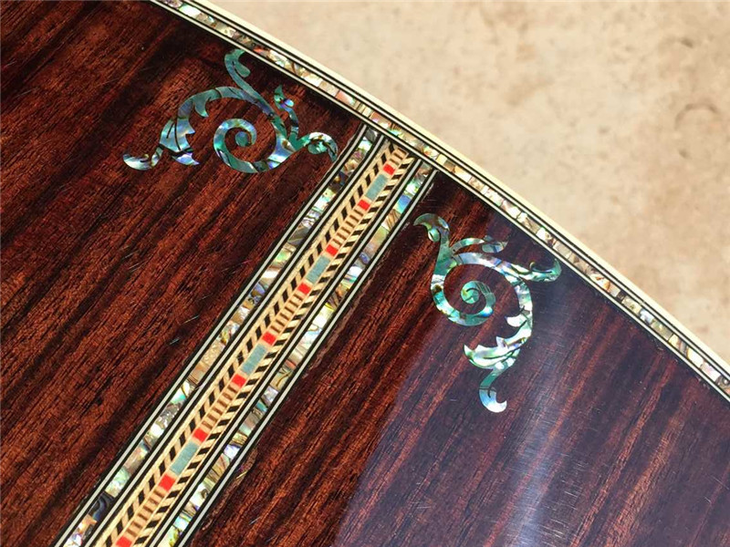 Wholesales custom 41" 45D 20 frets solid Top Real peral inlay acoustic guitar with colorized shell edge