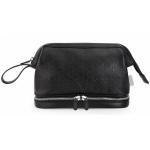 Travel Portable PU Leather Makeup Cosmetic Bag with Double Zipper