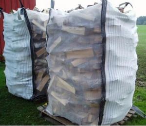 China Ventilated Firewood Mesh PP Bulk Bag Two Side Stripe Fabric 100% Virgin Polypropylene on sale