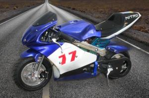 China Bright Blue Color Dirt Bike Motorcycle / Electric Pocket Bike 350 Watt Max Speed 30km/H on sale