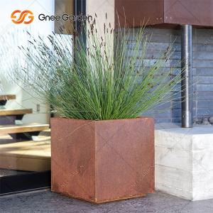 China Corten Steel Square Rusty Planter Boxes Weather Resistant For Flower wholesale