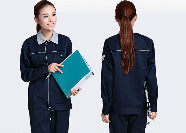 Eco - Friendly Industrial Work Uniforms Cuff Snap Design With Pocket On Sleeve