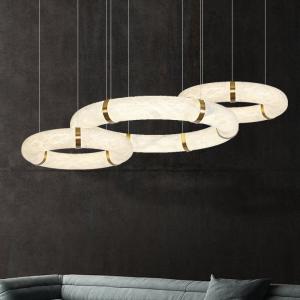 China Modern Luxury Alabaster L1P Chandelier Brass Pendant Hanging Light Dining Room Kitchen Island Hotel Bar AC Factory Price wholesale