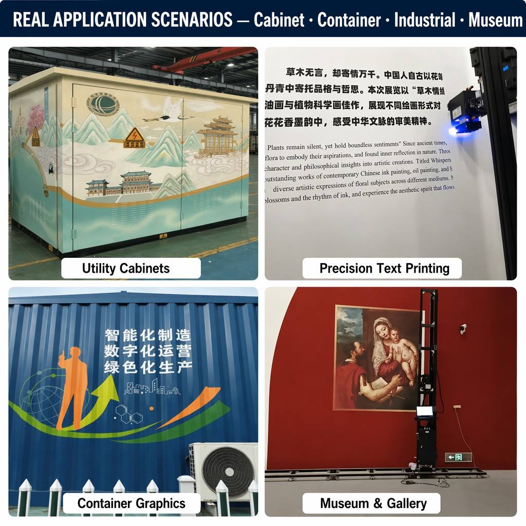 High Definition Sharp Text Industrial Cabinet UV Wall Printer Dual Epson Heads Automatic Vertical Mural Machine