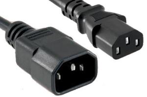 China Black IEC Panel Mount C14 To C13 Ac Power Cable 1.5mm2 10A 250V wholesale