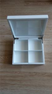 China Wooden tea boxes, white color lacquered with 4 dividers, magnet closure wholesale