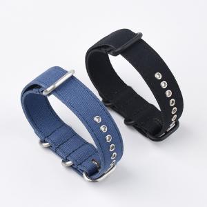 China Zulu Style Canvas Strap Watch Band With Metal Holes ROHS passed wholesale