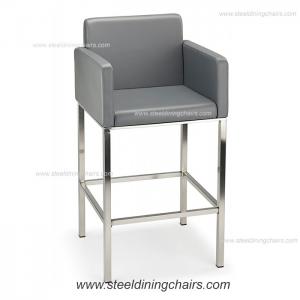 China Fixed Counter 98CM 52CM metal Grey Faux Leather Bar Stools wholesale