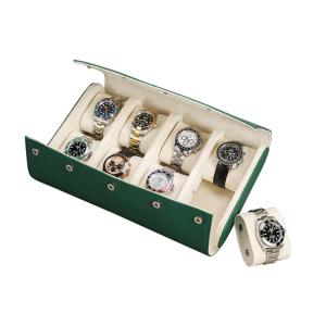 China Custom Genuine Leather 8 Slots Watch Roll Travel Case Leather Watch Storage Organizer Box Case wholesale