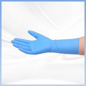 China Waterproof Oil Resistant Lab Safety Gloves Blue Hygienic Disposable Gloves wholesale