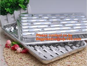 China disposable roasting aluminum foil BBQ pan,Foil BBQ grill pan with hole Turkey pan Outdoor Barbecue roaster tray for food wholesale