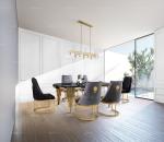2.0 meter Oval Black Tempere Glass top SS Dining Tables Stainless steel Mirror