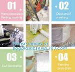4m*5m plastic cover sheet for furniture, Taped clear HDPE plastic masking film,