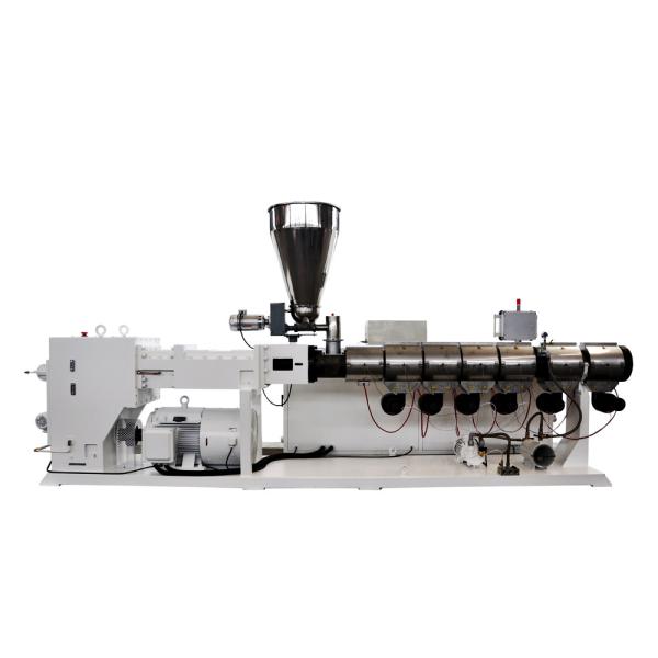 Big output PS120/28 parallel twin screw extruder PVC tube pipe profile